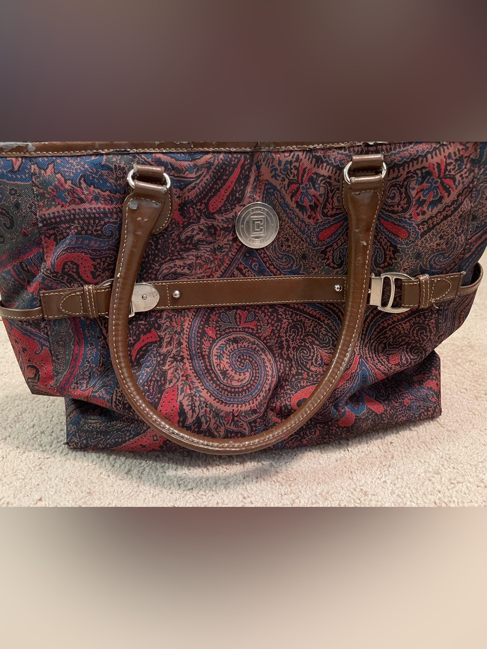 Vintage Chaps North Haven Paisley Laptop Tote Bag - Read Description